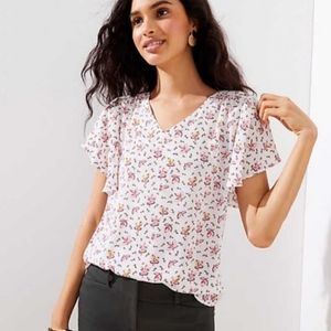 LOFT foliage flutter top